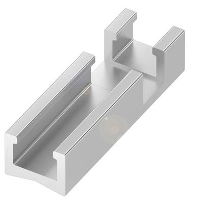 Metalen U-vormig profiel met glad oppervlak, spiegelende glans en twee verhoogde randen, typisch voor constructiedoeleinden.