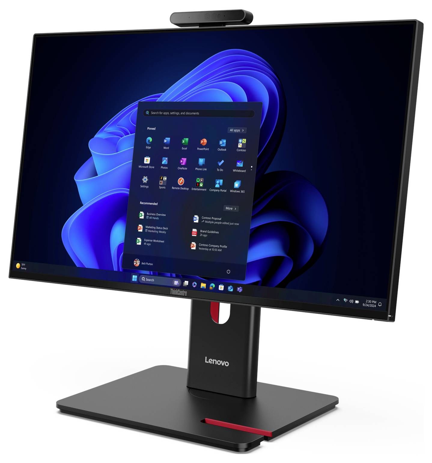 Lenovo All-in-One PC ThinkCentre M70a 60.5 cm (23.8 inch) Full HD Intel® Core™ Ultra 5 (Series 2) 235T 5.0 GHz 16 GB RAM-1