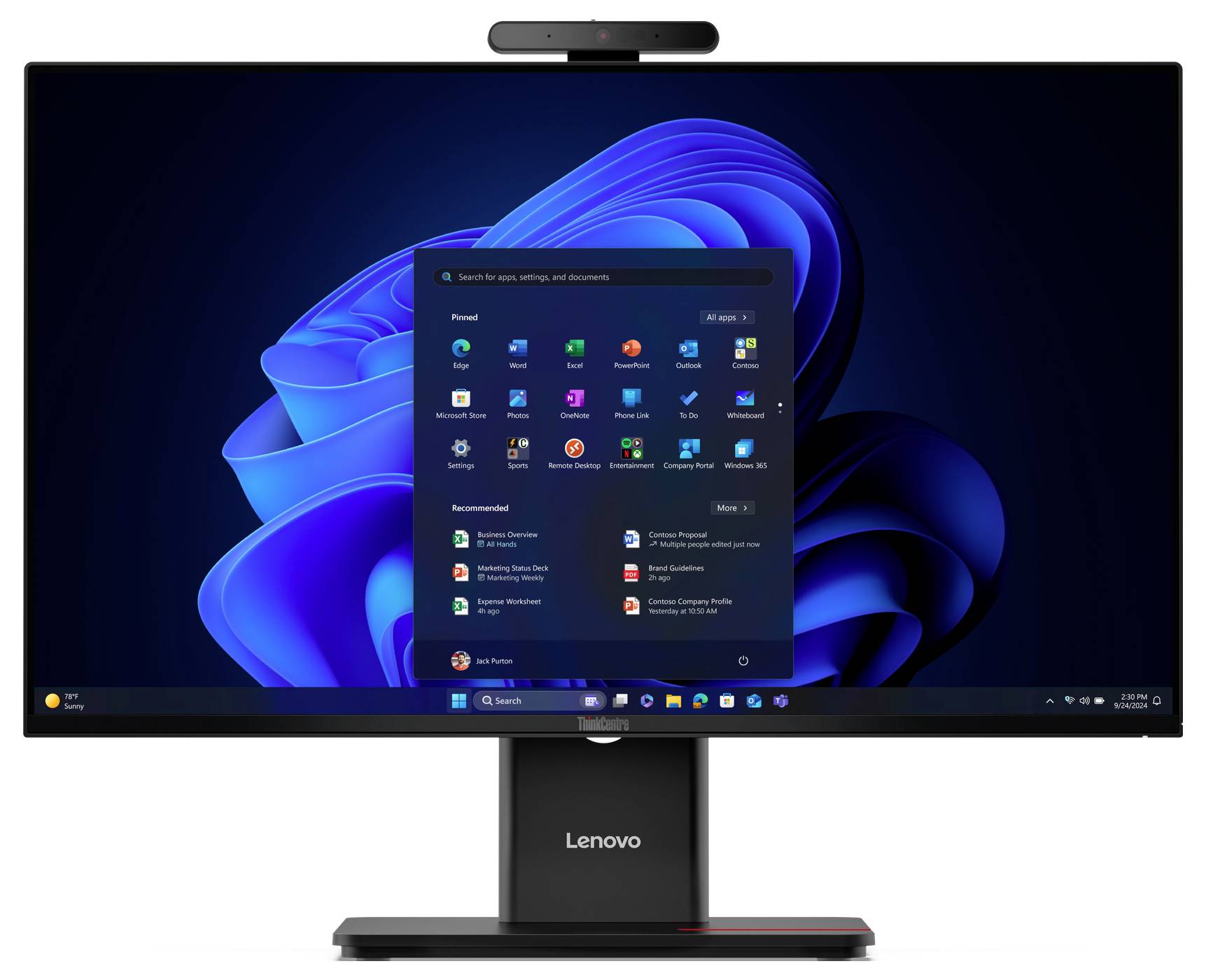 Lenovo All-in-One PC ThinkCentre M70a 60.5 cm (23.8 inch) Full HD Intel® Core™ Ultra 5 (Series 2) 235T 5.0 GHz 16 GB RAM-10