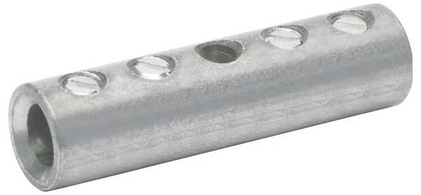 Een cilindrische metalen afstandsbus met meerdere gelijkmatig verdeelde gaten langs zijn lengte, gebruikt voor uitlijning of ondersteuning in mechanische toepassingen.