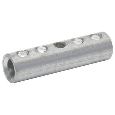 Een cilindrische metalen afstandsbus met meerdere gelijkmatig verdeelde gaten langs zijn lengte, gebruikt voor uitlijning of ondersteuning in mechanische toepassingen.
