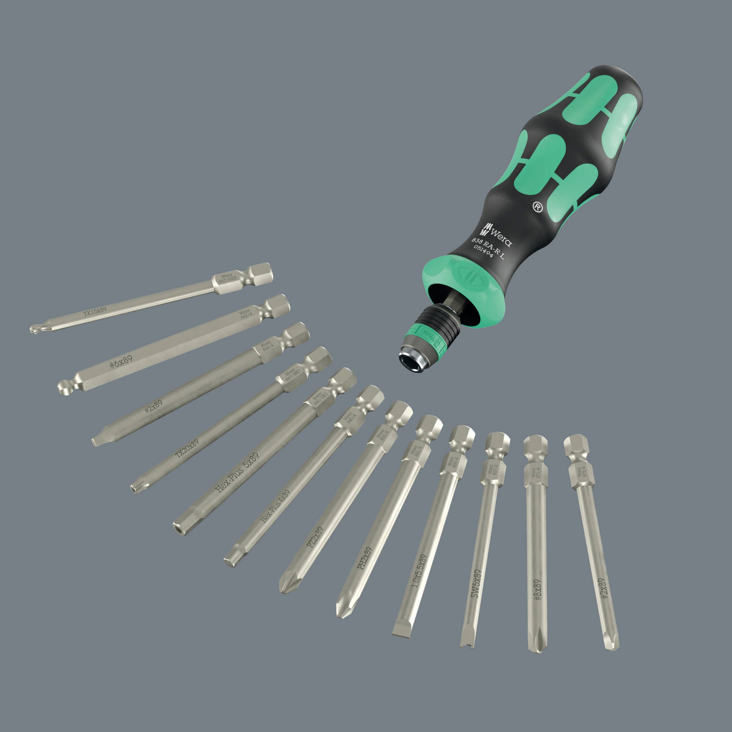 Wera 838 RA-R L Werkplaats Ratelschroevendraaier 1/4" (6.3 mm) DIN ISO 1173-5