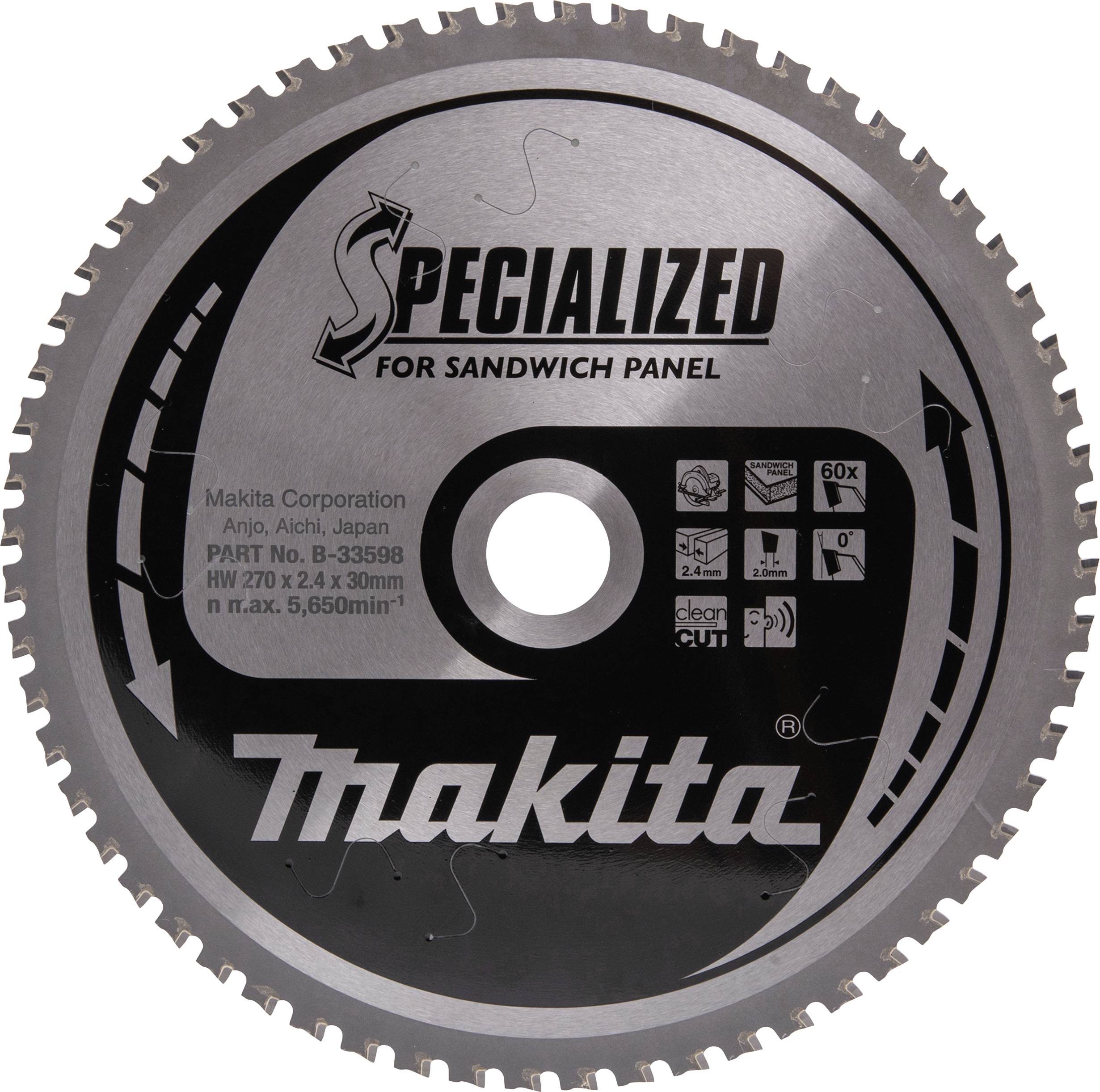 Makita B-33598 B-33598 Cirkelzaagblad 270 x 30 x 2.4 mm Aantal tanden: 60 1 stuk(s)-0
