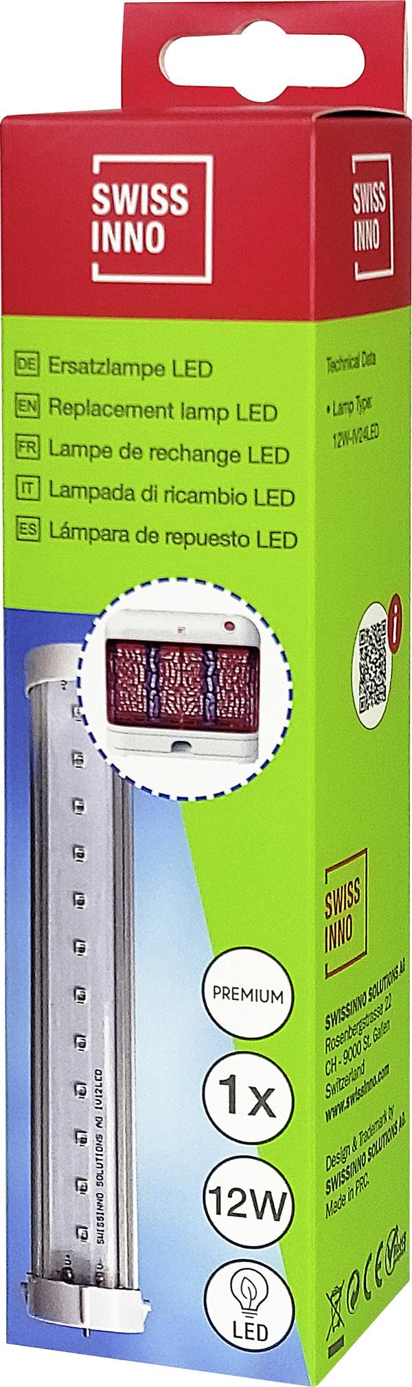 Swissinno Ersatz-Leuchtröhre UV 12 Watt LED für Insektenfalle 24 Watt Insectenverschrikker Functies: UV-lamp  1 stuk(s)