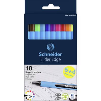 Schneider Schreibgeräte Slider Edge XB Karton-Etui 10 Stück Promotion 152260 Balpen Kleur inkt: Zwart, Rood, Blauw, Lich-0