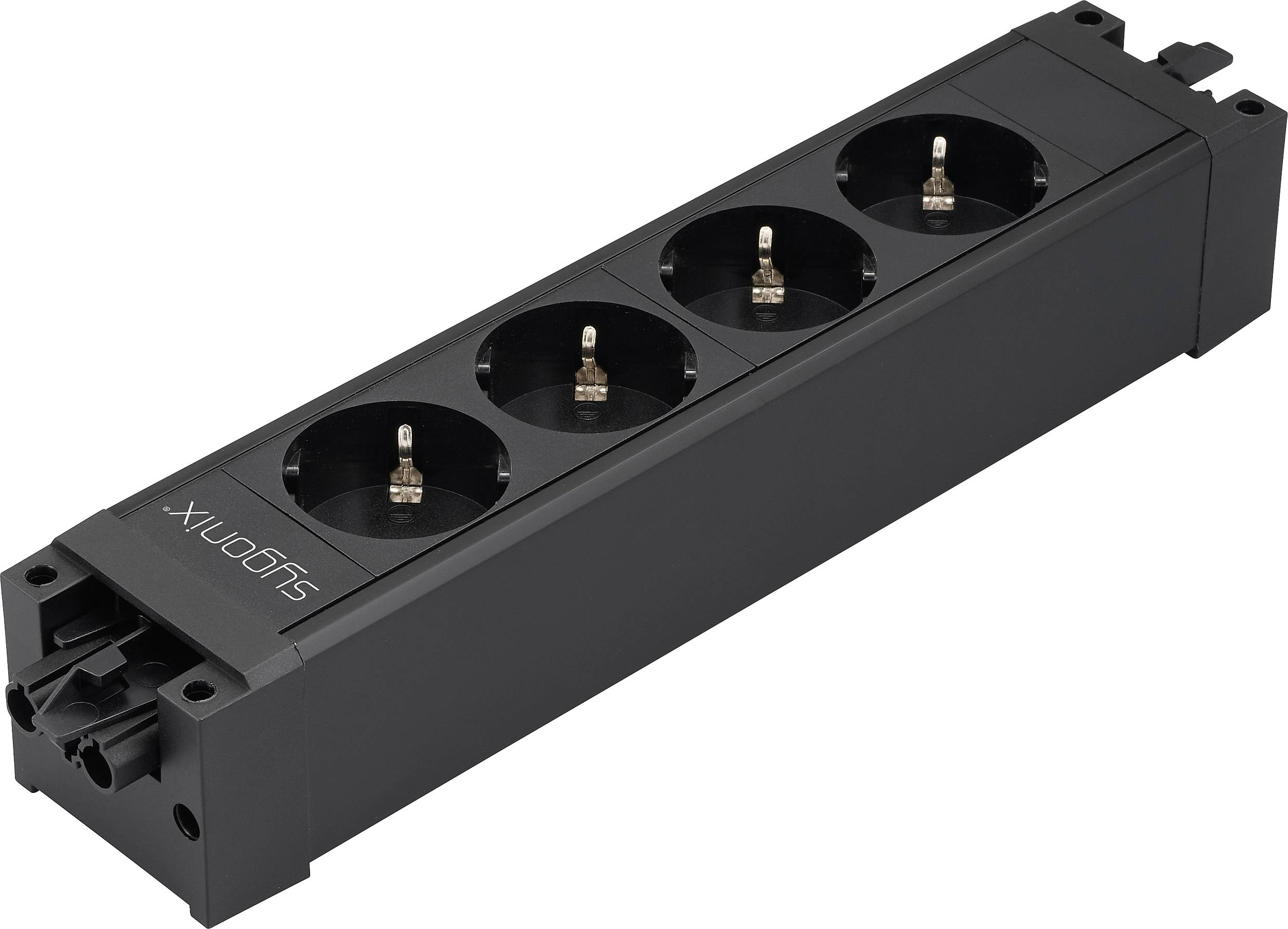 Sygonix SY-6872232 4-voudig Stekkerdoosmodule zonder schakelaar Zwart-0