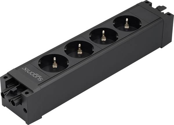 Sygonix SY-6872232 4-voudig Stekkerdoosmodule zonder schakelaar  Zwart