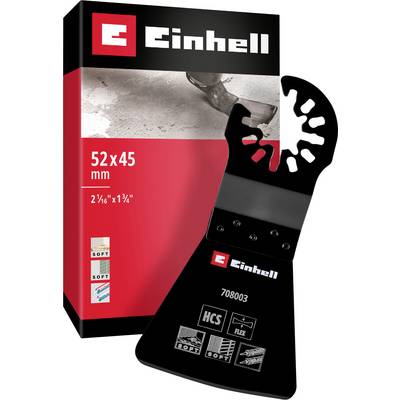 'Einhell' messenset met één mes, verpakking toont product en specificaties: 52x45 mm, geschikt voor hout, kunststof.