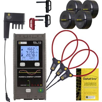 Chauvin Arnoux PEL 113 Netwerkanalyser 3-fasig Incl. stroomtang, Met logger, Energiemetingen, Belastinganalyse, Online m-0