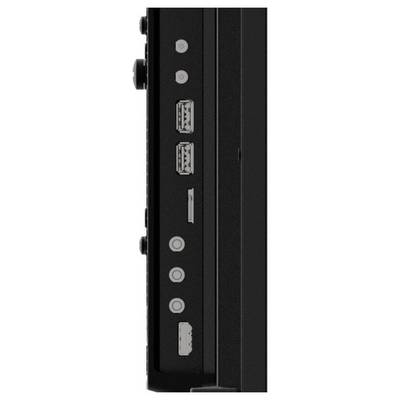 Zijaanzicht van een computertoren met verschillende poorten, waaronder USB, audio en stroomaansluitingen, met bijbehorende symbolen naast elke poort.