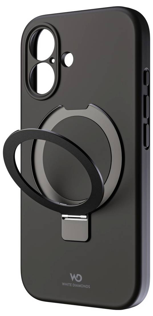 White Diamonds Mag Urban Stand Backcover Apple iPhone 16 Zwart Met standfunctie-2