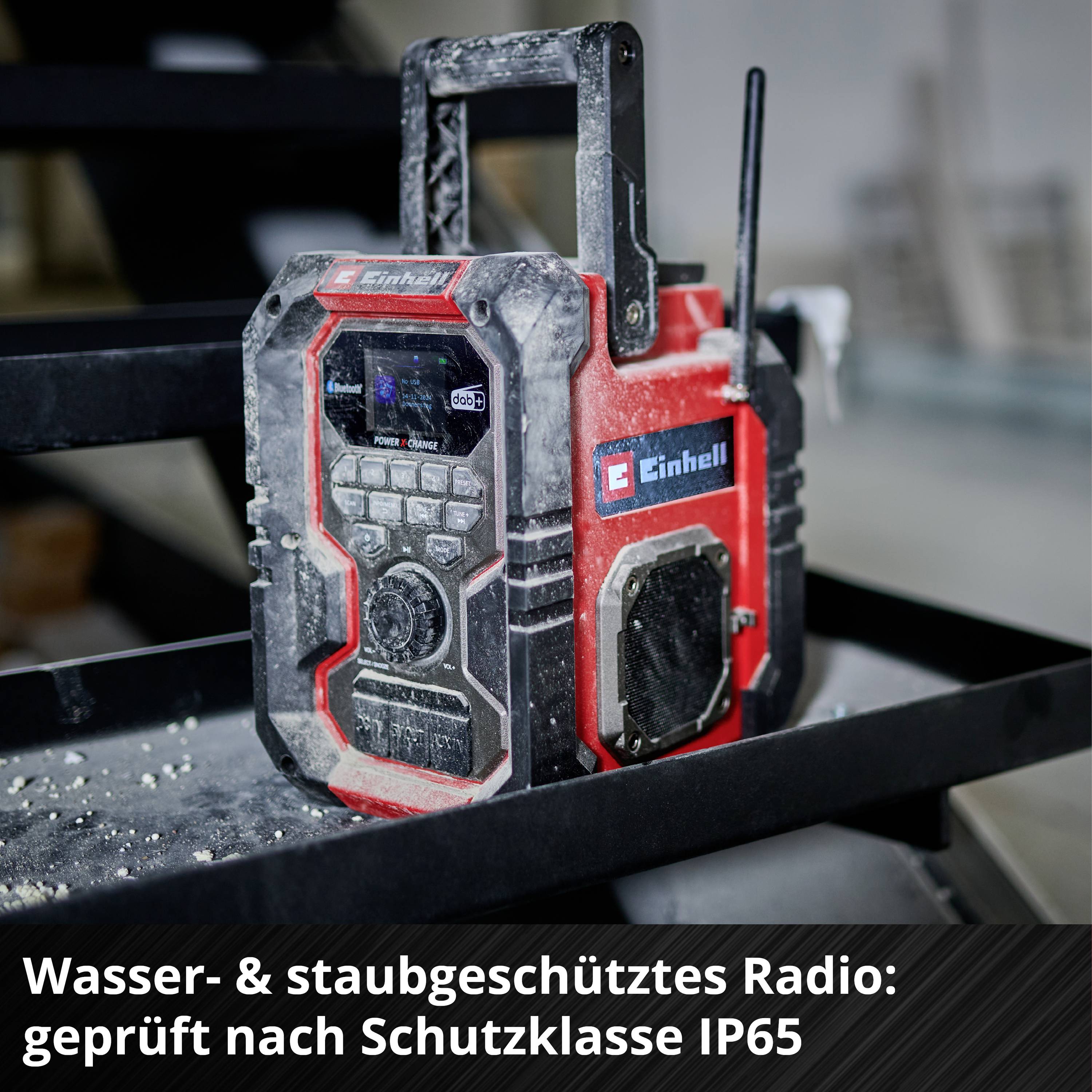Einhell TE-CR 18 Li Draagbare radio DAB+, FM Bluetooth, AUX, USB Rood/zwart-9