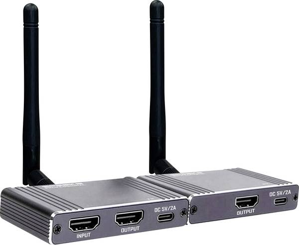 SpeaKa Professional SP-WLME-400 Draadloze HDMI-set 180 m 5 GHz 1920 x 1080 Pixel Doorgeluste HDMI-uitgang
