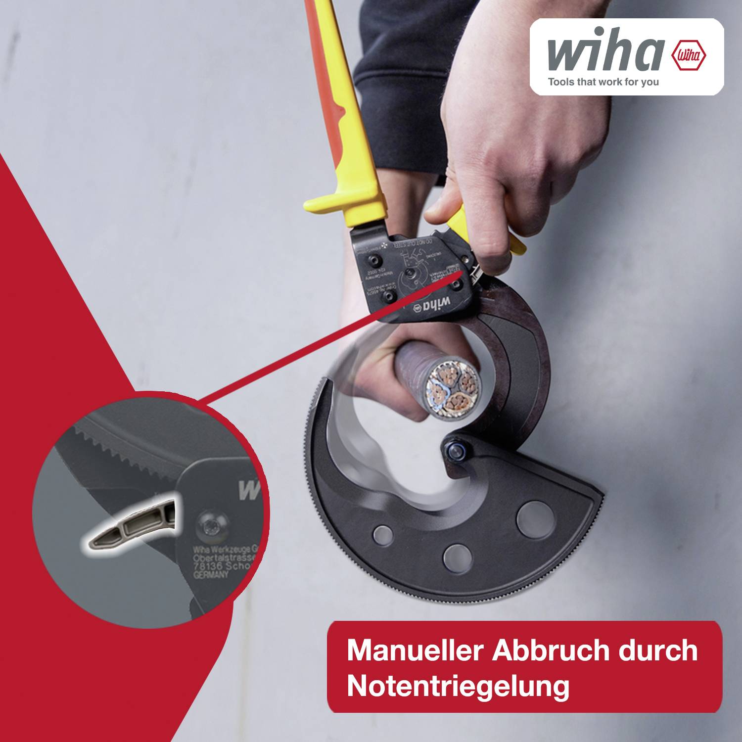 Wiha 46675 Kabelsnijder Geschikt voor (striptechniek) Aluminium- en koperkabel, een- en meerdraads 62 mm 500 mm²-18