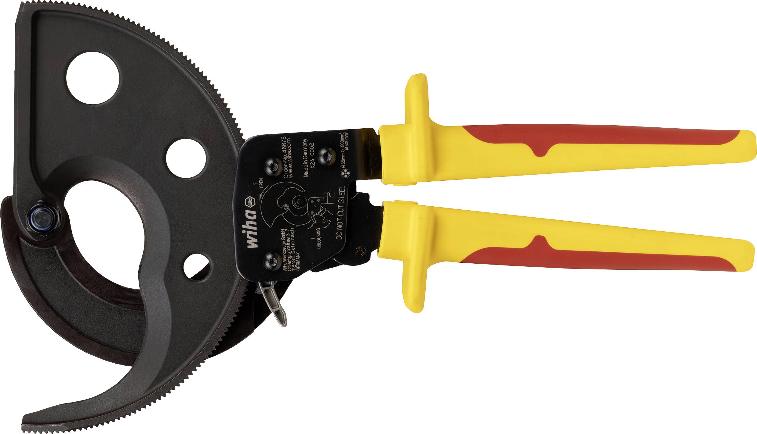 Wiha 46675 Kabelsnijder Geschikt voor (striptechniek) Aluminium- en koperkabel, een- en meerdraads 62 mm 500 mm²-0