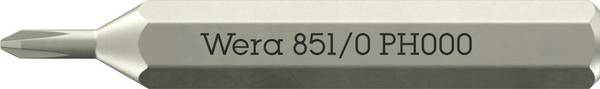 Wera 05058119001 851 Micro Kruis-bit Aandrijving: 1/4" (6,3 mm) Uitvoering: Kruiskop Phillips PH 000 30 mm