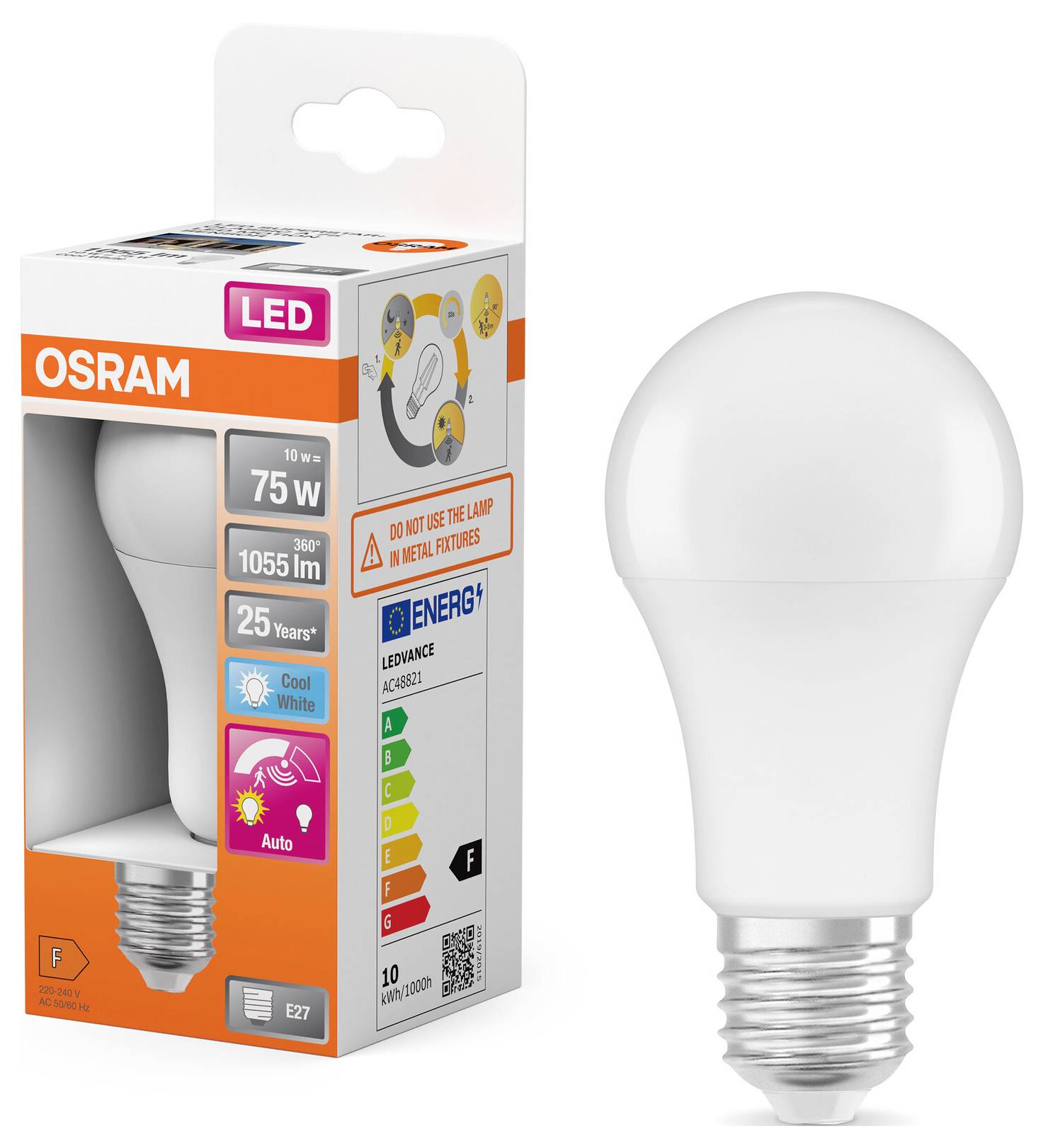 OSRAM HOMELIGHTING 4099854129377 LED-lamp Energielabel F (A - G) E27 10 W Koudwit 1 stuk(s)-1