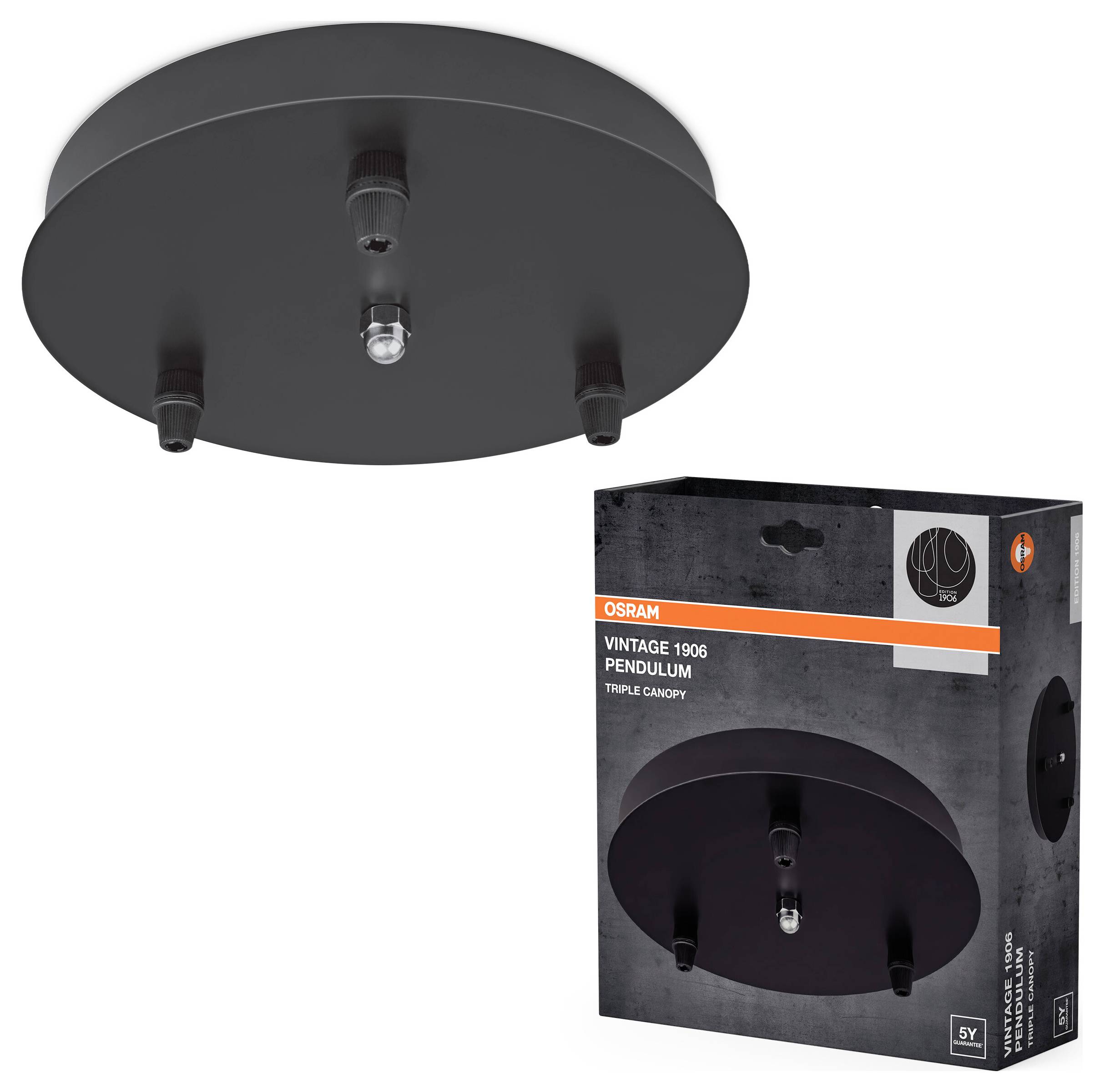 OSRAM HOMELIGHTING Vintage 1906 PenduLum Triple Canopy Round 4099854442735 Hanglamp Zwart-1