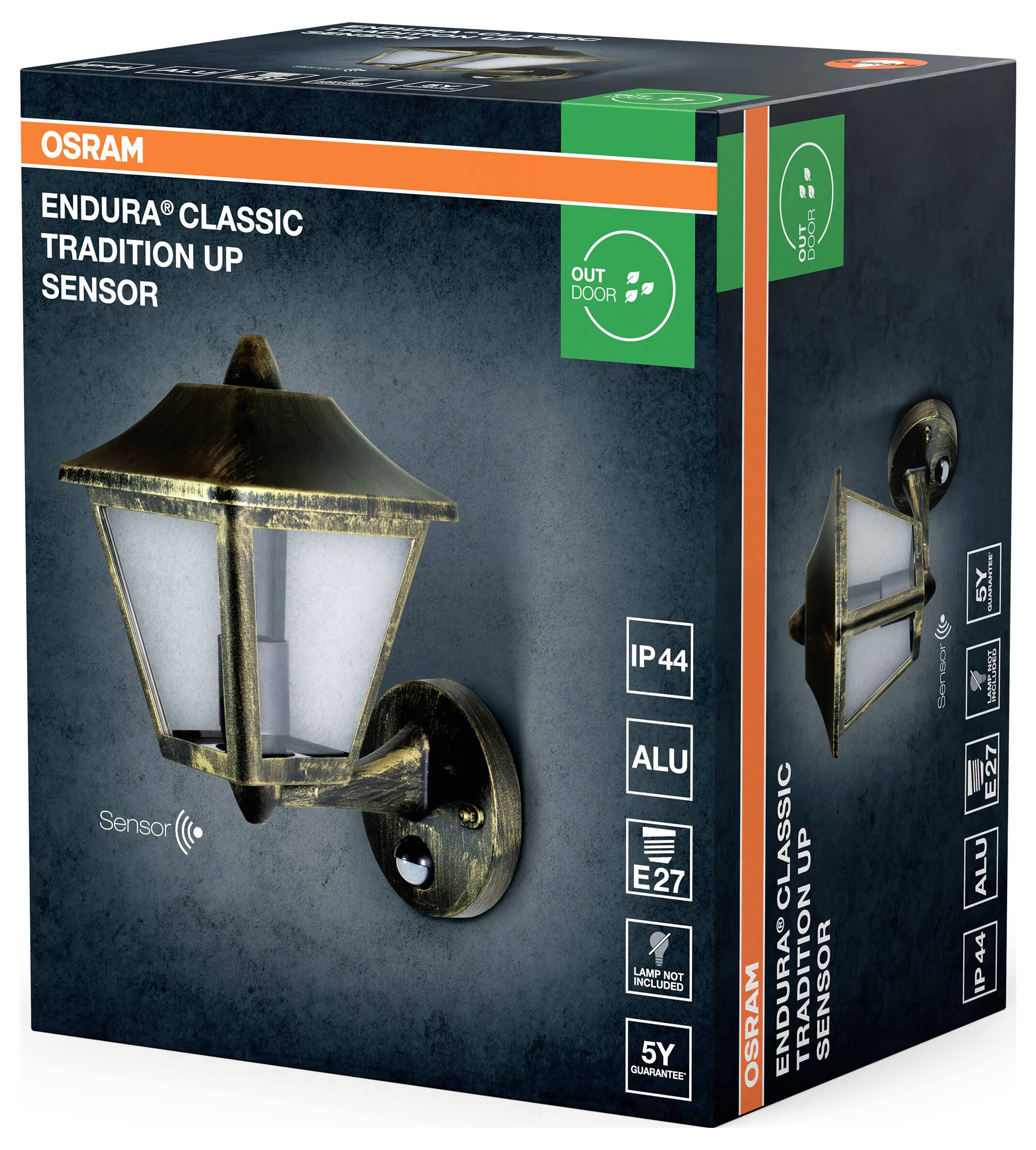 OSRAM HOMELIGHTING ENDURA Classic Tradition Up Sensor E27 Gold 4099854452437 LED-buitenlamp (wand) LED E27 Goud-2