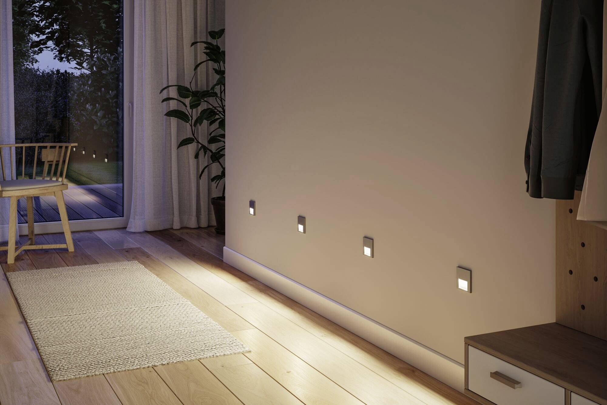 Paulmann 80003 Tsaro eckig 80x36mm 1W 80lm 230V 2700K Wandinbouwarmatuur LED 1 W Chroom (mat)-6