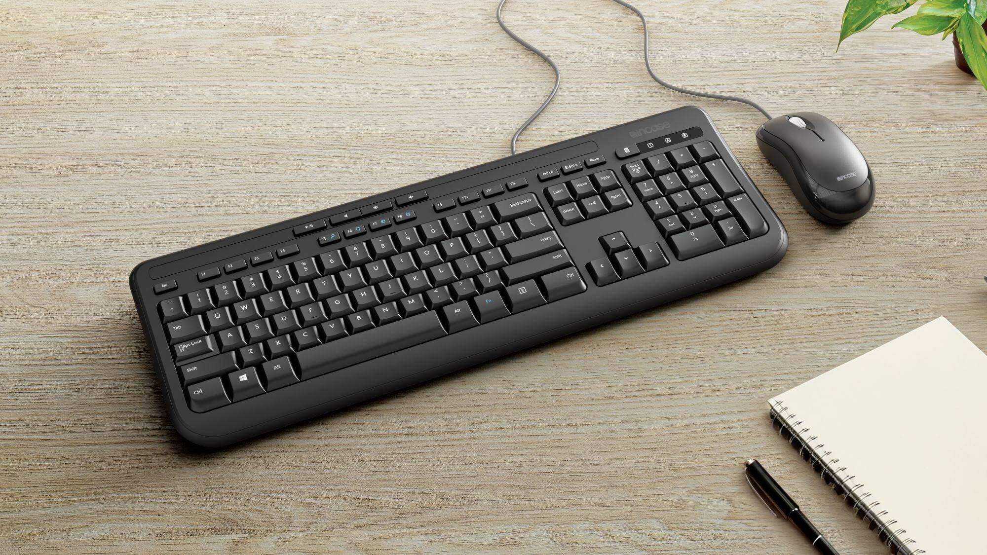 Incase Wired Desktop 600 (Tastatur & Maus) Set met toetsenbord en muis Kabelgebonden QWERTZ, Duits Zwart-5