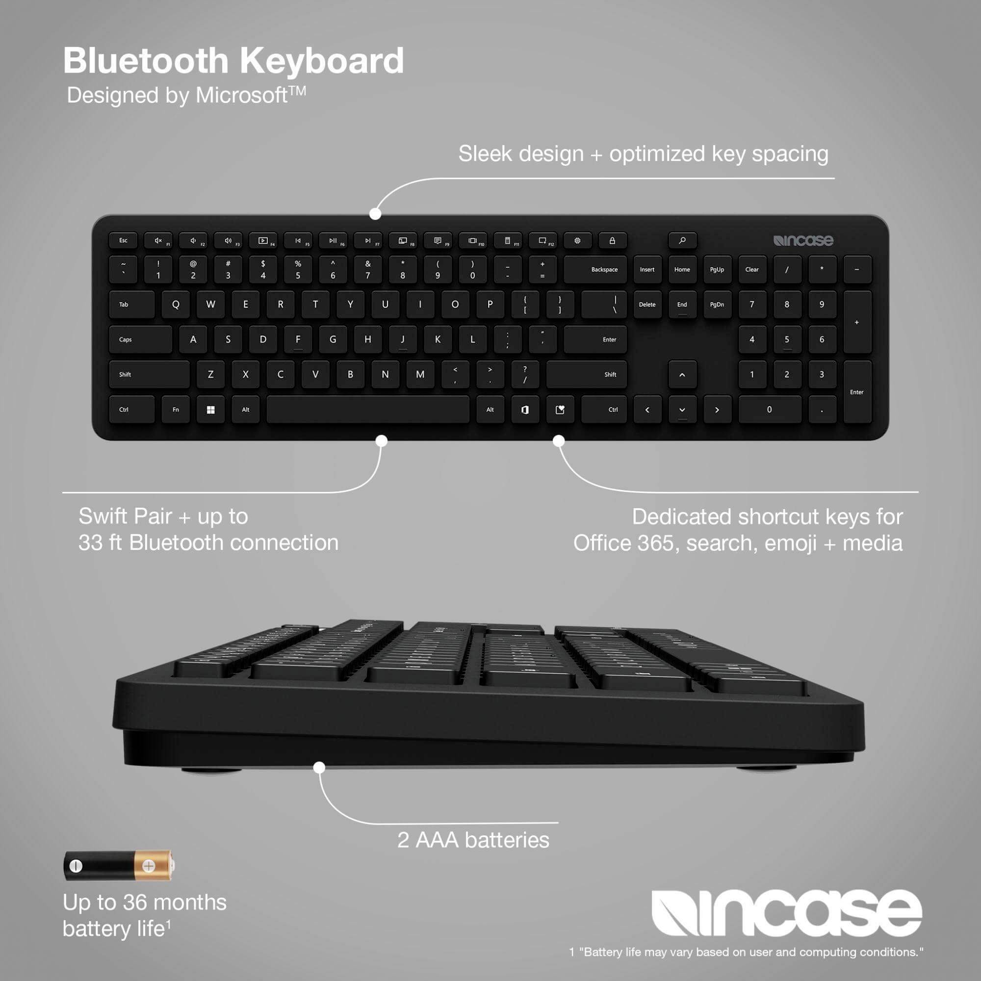 Incase Toetsenbord Draadloos QWERTZ, Duits Zwart-6