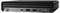 Een compacte zwarte HP Elite Mini desktopcomputer met meerdere voorpoorten, waaronder USB-C, USB-A en audio-aansluitingen.