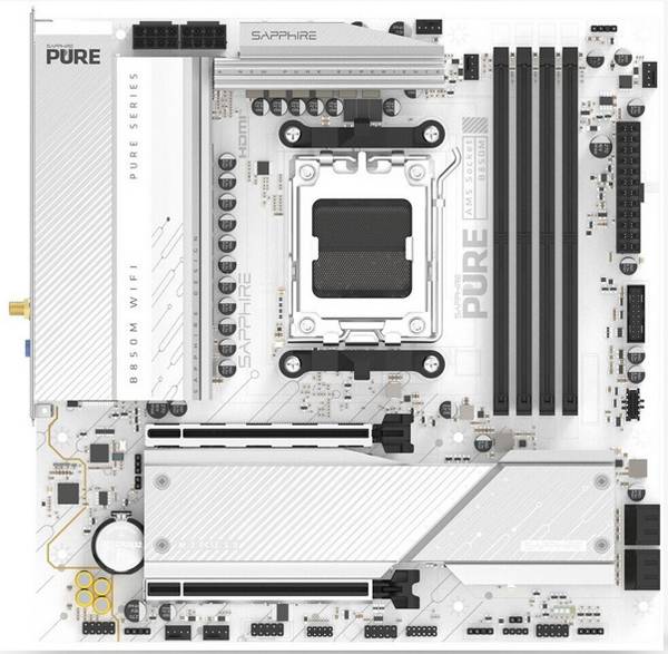 Sapphire 52123-02-40G Moederbord Socket AMD AM5 Vormfactor Micro-ATX Moederbord chipset AMD® B850