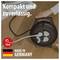 Hand trekt een compacte kabelrol met meerdere stopcontacten; Tekst 'Compact en betrouwbaar.', '10 m' en 'Made in Germany'.