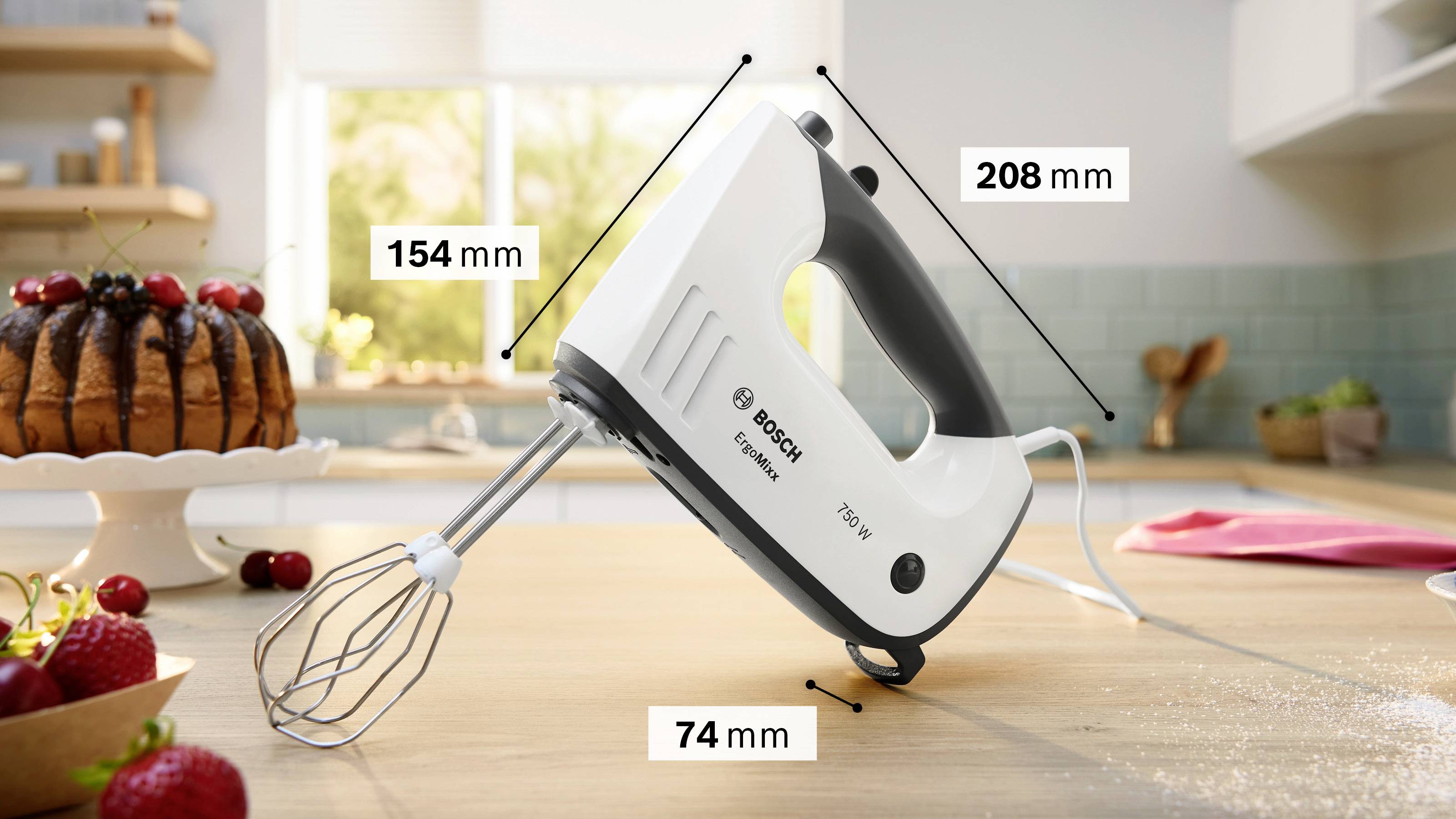 Bosch ErgoMixx 750 Watt, Edelstahl-Mixuß Handmixer 750 W Zwart, Wit-13