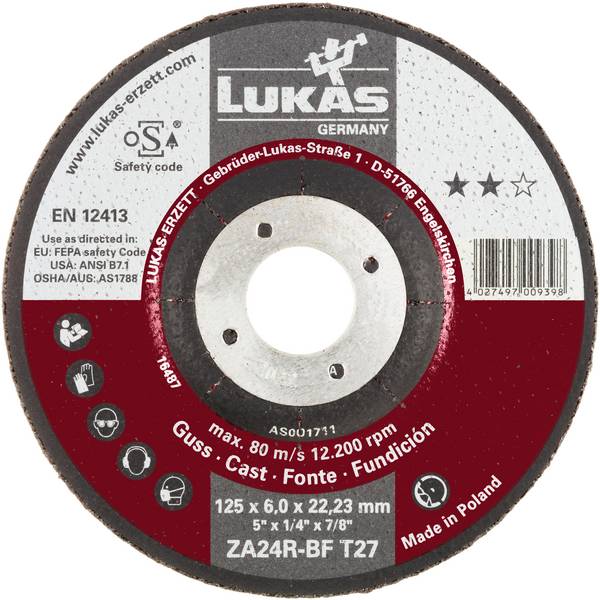 LUKAS-ERZETT AS001773V9802 T27 180x6,0x22,23 Afbraamschijf Diameter 180 mm Boordiameter 22.23 mm Gegoten 10 stuk(s)