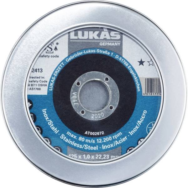 LUKAS-ERZETT T41 125 AT002672V9807010 Doorslijpschijfset 125 mm 10 stuk(s) RVS