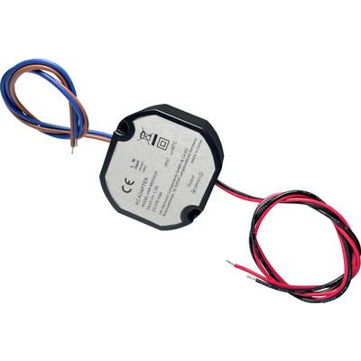 Een zwarte en grijze elektrische adapter met snoeren, voorzien van input- en outputdetails op zijn oppervlak, bestemd voor technisch gebruik.