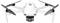 Een witte quadcopter drone met een camera onder aan de onderkant, in gereedheid voor vlucht met zijn vier propellers zichtbaar.