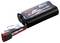 'LiPo-batterij met specificaties: 2S, 7,4V, 2000mAh, 15C, grotendeels behuisd met rode en zwarte draden, en aansluitingen.'