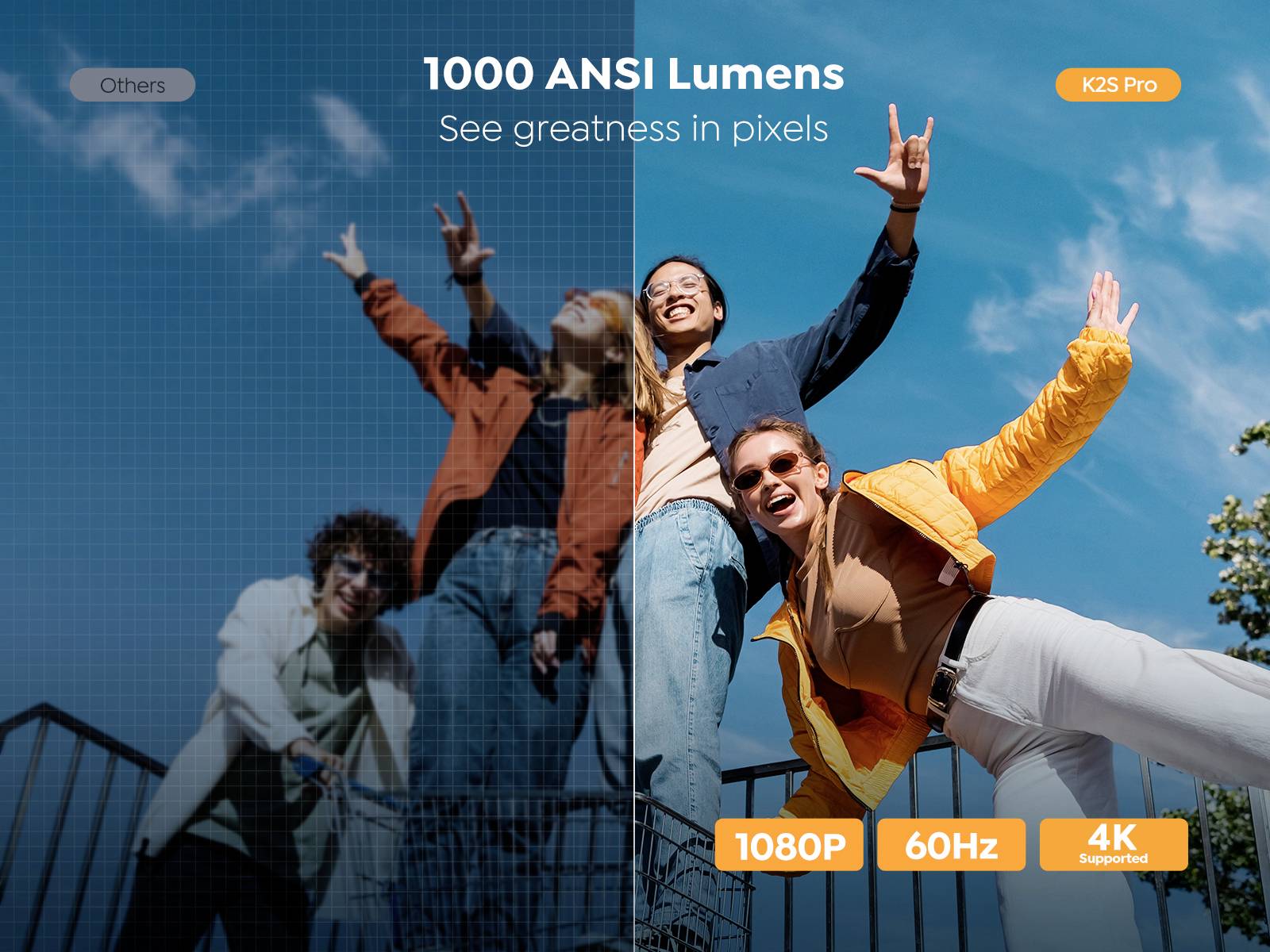Yaber K2S Pro Beamer LCD 800 ANSI-lumen 1920 x 1080 Full HD Smart System, geïntegreerde Apps, Smart-TV-Dongle, Full HD, -8