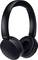 Zwarte over-ear draadloze koptelefoon met gewatteerde oorkussens en een eenvoudig design, geschikt voor het luisteren naar muziek of audio.