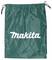 Een groene trekkoord tas met het woord 'Makita' in witte letters over de voorkant.