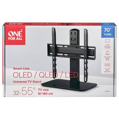 'Universele tv-standaard voor OLED/QLED/LED, geschikt voor tv's van 32-55 inch. Hoogte verstelbaar, maximaal gewicht 40 kg, VESA-maat 400 x 400.'