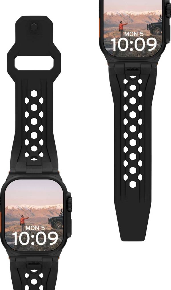 Urban Armor Gear Monarch Horlogeband 44 mm, 45 mm, 46 mm  Zwart, Titaanzwart Watch Series 1, Watch Series 2, Watch Series 3, Watch Series 4, Watch Series 5, Watch Series 6, Watch Series 7, Watch Series 8, Watch Series 9, Watch Series 10, Watch Series 11, Watch SE, Watch SE 2, Watch SE 3, Watch Ultra, Watch Ultra 2, Watch Ultra 3