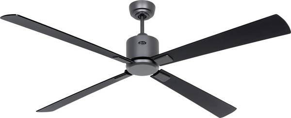 CasaFan ECO NEO III 152 BG-SW/TK WiFi Flügel Schwarz/Teak Plafondventilator  27 W (Ø x h) 152 cm x 360 mm Basaltgrijs Met afstandsbediening, Timer, Met wintermodus, Bediening via App