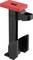 Kunststof klem met een rode bovenkant en zwart lichaam, ontworpen voor het vastzetten van objecten met een maximale capaciteit van 1500N of 150 kg.