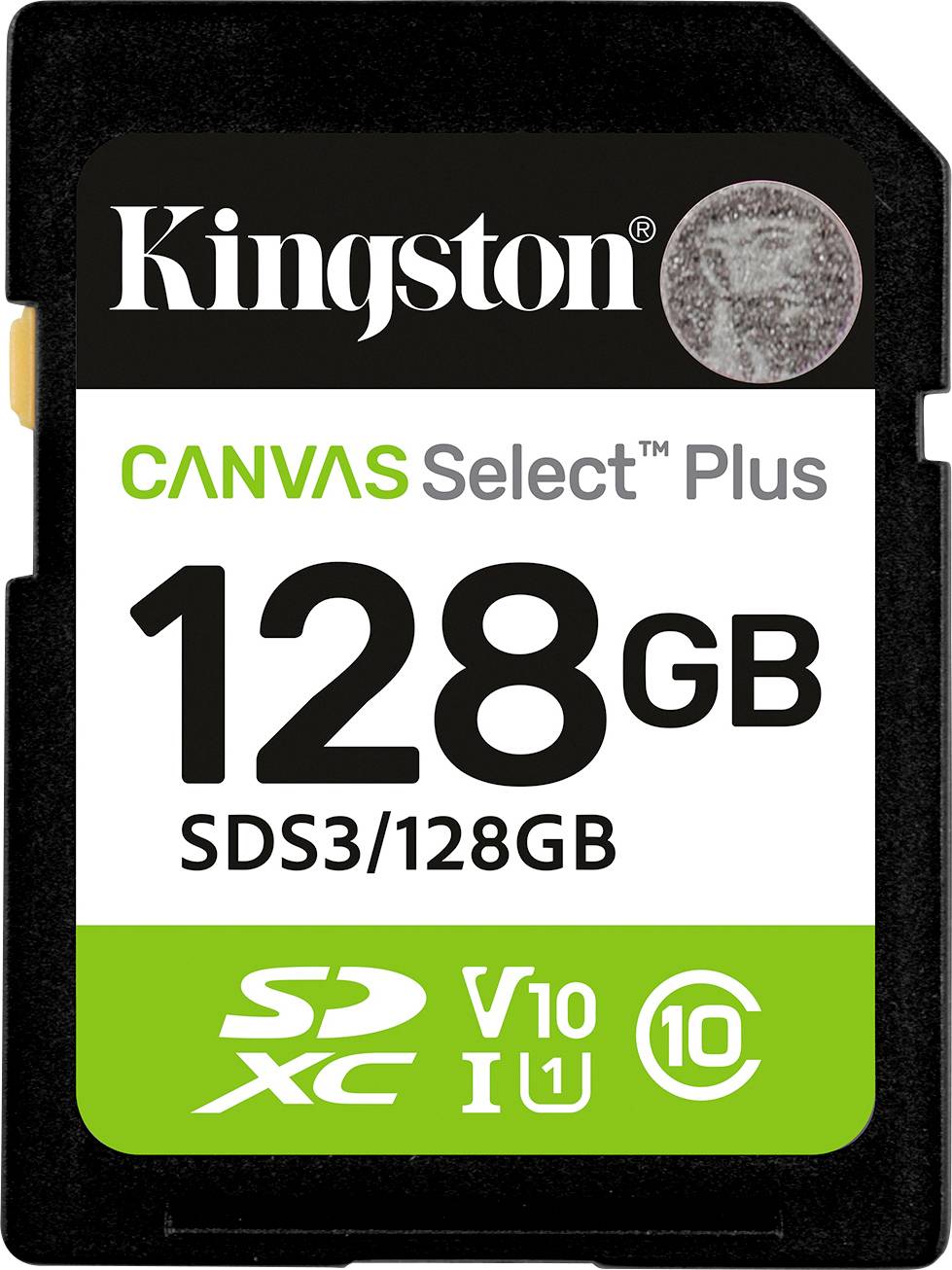 Kingston 128GB Canvas Select Plus SDXC geheugenkaart, V10, UHS-I, Klasse 10, geschikt voor foto's met hoge resolutie en Full HD-video's.