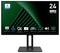 Een 24-inch Full HD-monitor met een TÜV-certificeringssticker, met functies zoals IPS wide view angle, anti-flikkertechnologie, 100 Hz verversingssnelheid en ingebouwde speakers.