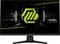 Een MSI gaming-monitor met een strakke vormgeving, voorzien van het 'MAG'-logo en graphics op het scherm, geplaatst tegen een futuristische achtergrond.