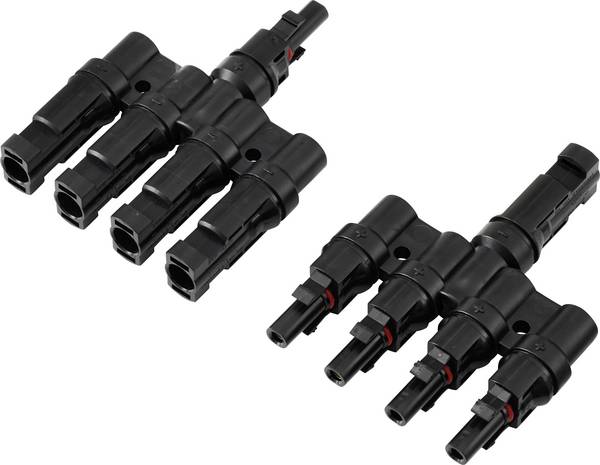 TRU COMPONENTS TC-13805800 4-voudige PV-aftakverbinderset  Zwart Inhoud: 2 stuk(s)