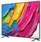 Een groot flatscreen-tv-scherm dat een levendig beeld vertoont van kleurrijke verfstreken in tinten van blauw, geel, groen en roze.
