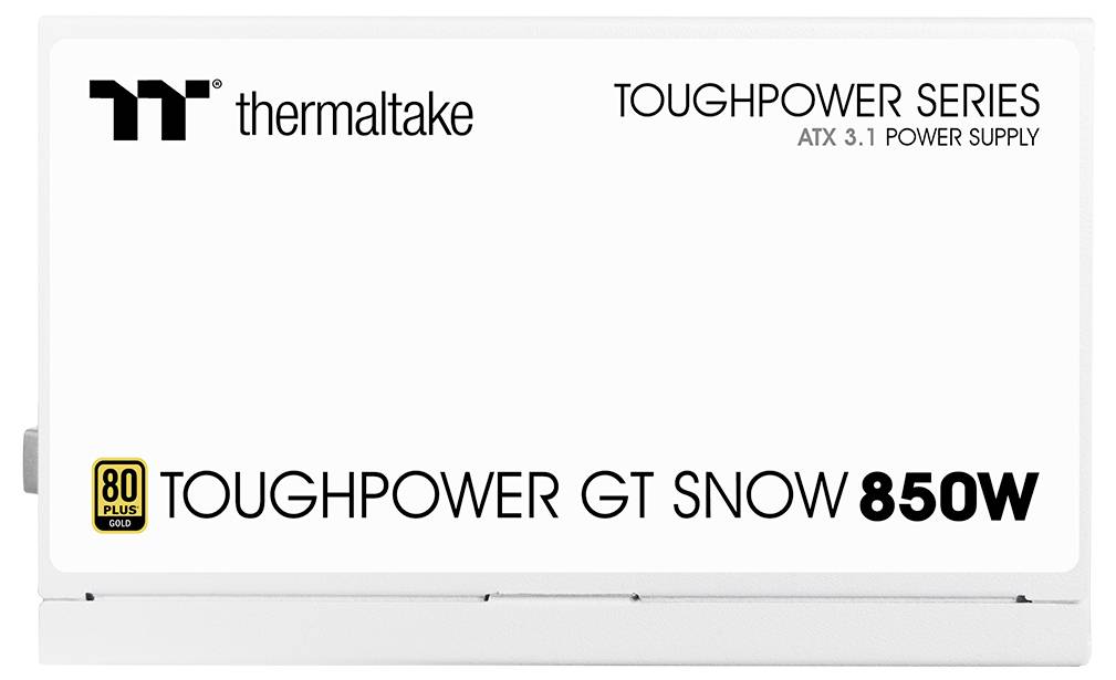 'Thermaltake Toughpower GT Snow 850W, 80 Plus Gold, ATX 3.1 voeding.'
