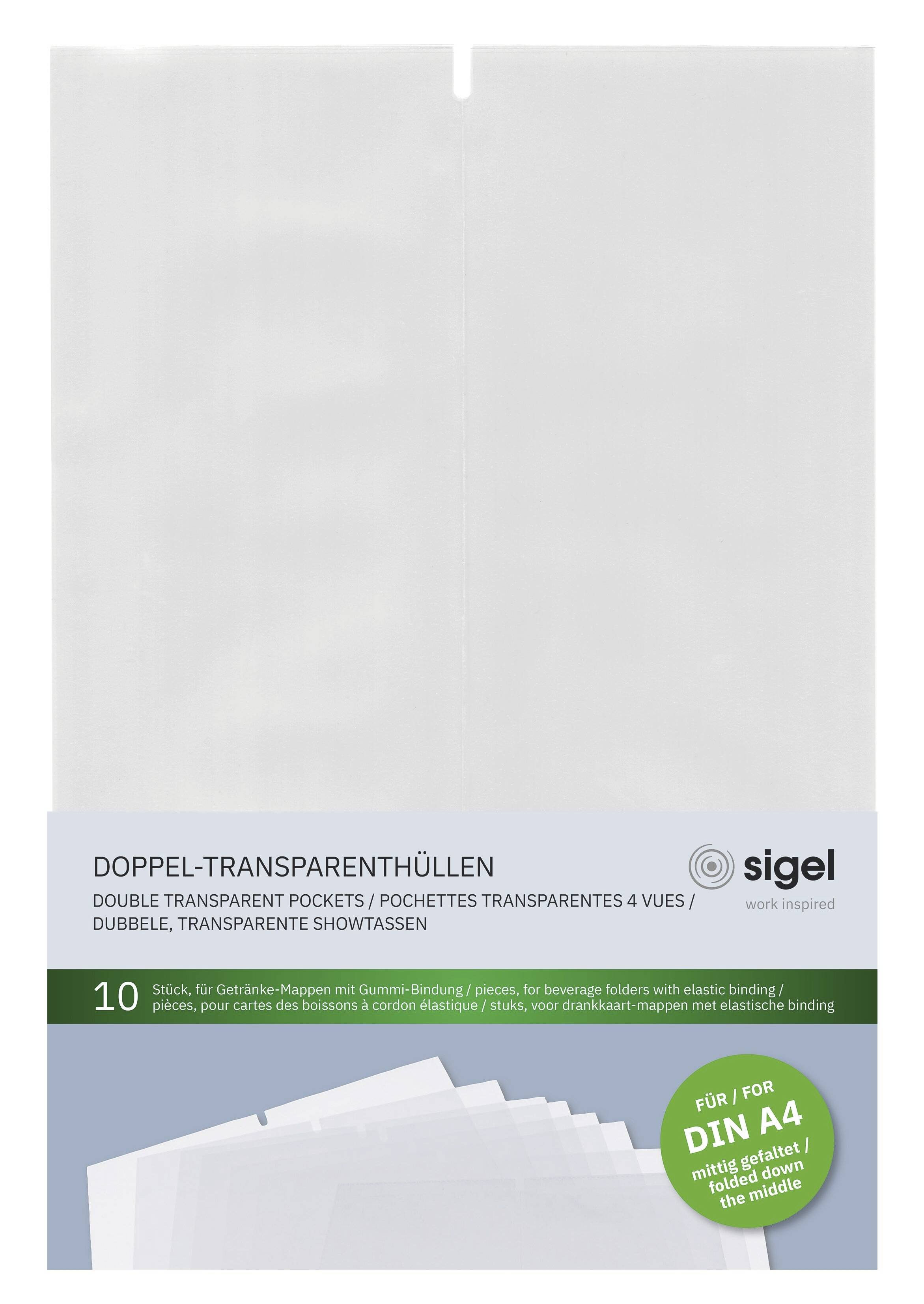 Sigel Dubbele transparante hoes 2 x DIN A4 Voor menumappen SM182 10 stuk(s)