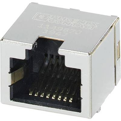 Ethernetpoortconnector met metalen behuizing, met open sleuf voor netwerkkabel.